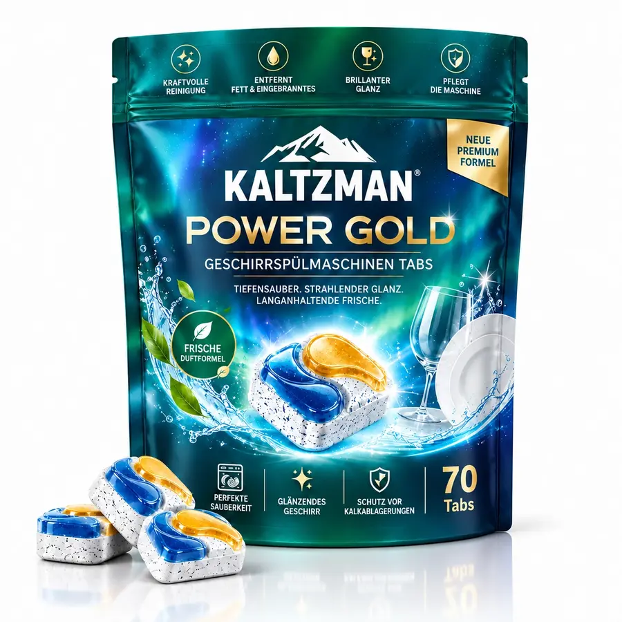 KALTZMAN POWER GOLD Geschirrspülmaschinen Tabs, 70 Tabs – Vorderseite